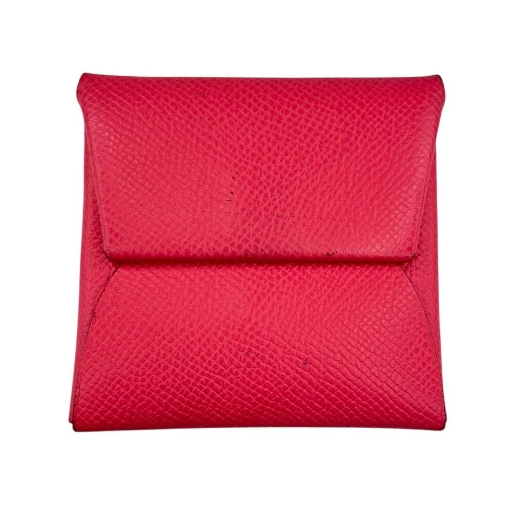 Hermes Bastia Coin Case Wallet Rose Pink Epsom Leather Snap Pouch France